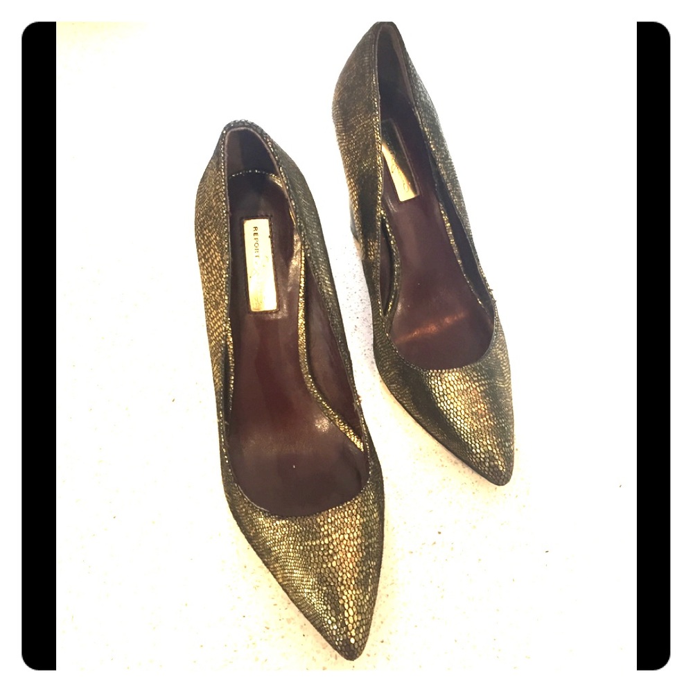 Brushed gold thick heels